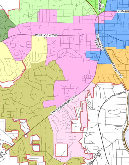 Visual map of ward 3 with street labels and color coding